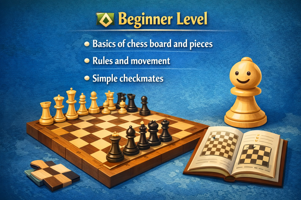 Beginner chess class with friendly pawn