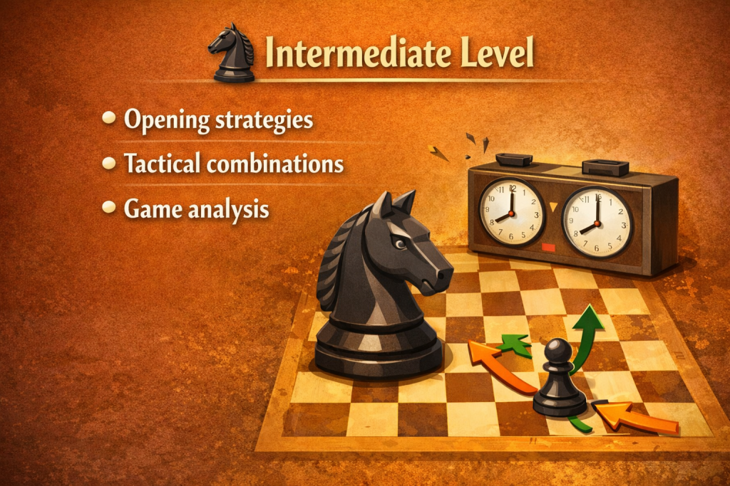 Intermediate chess class in focus